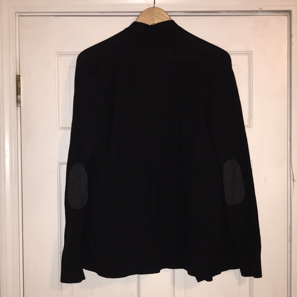 Stylus Women XL Black Open Cardigan Elbow Patch Cotton Modal Soft Knit Jacket - Picture 12 of 16